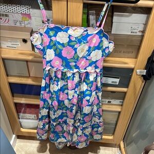 DAVI & DANI Ruffled Tiered Blue and Pink Mini Sundress